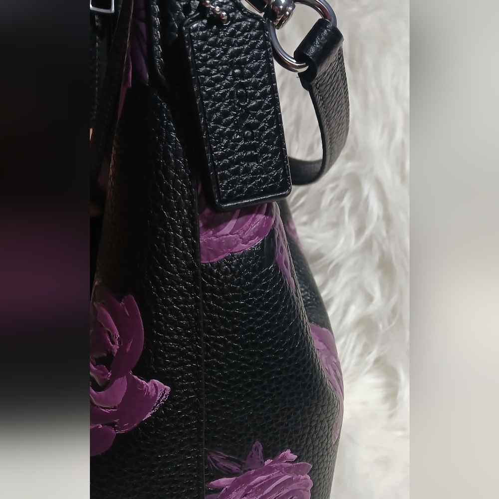 Coach Black and Purple Floral Laurel Shoulder Bag - Picture 8 of 12